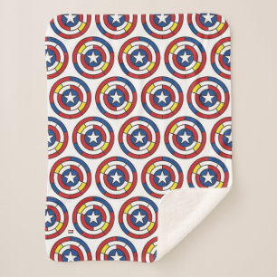 Captain America De Stijl Abstract Shield Sherpa Blanket