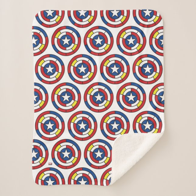Captain America De Stijl Abstract Shield Sherpa Blanket (Front)