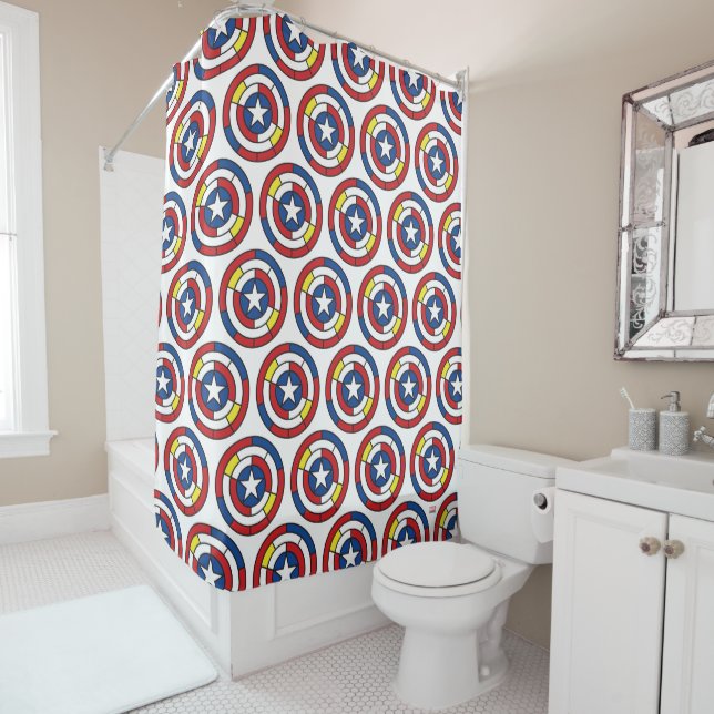 Captain America De Stijl Abstract Shield Shower Curtain (In Situ)