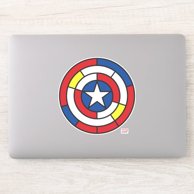 Captain America De Stijl Abstract Shield Sticker (Computer)