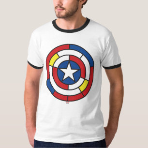 Captain America De Stijl Abstract Shield T-Shirt