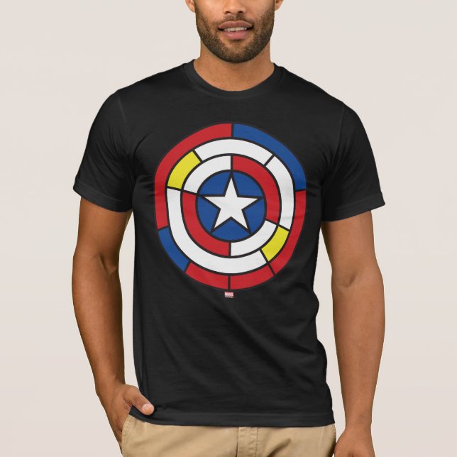 Captain America De Stijl Abstract Shield T-Shirt (Front)