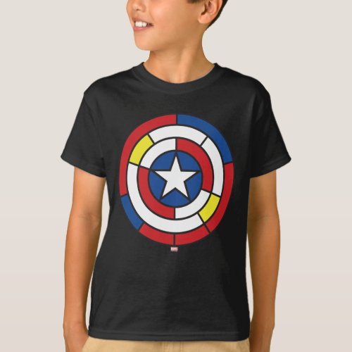 Captain America De Stijl Abstract Shield T_Shirt