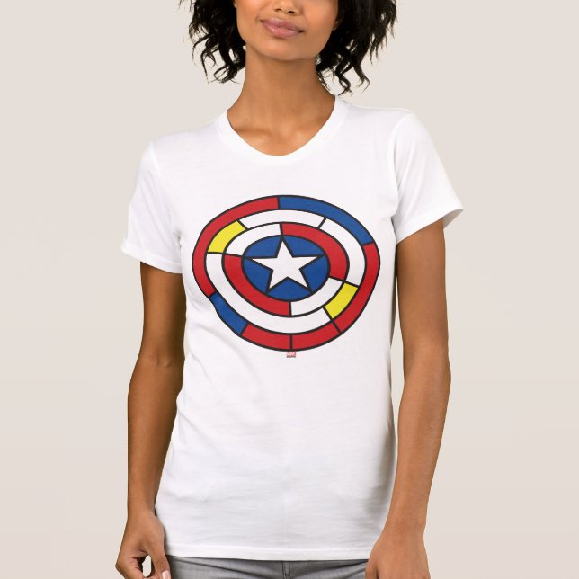Captain America De Stijl Abstract Shield T-Shirt (Front)