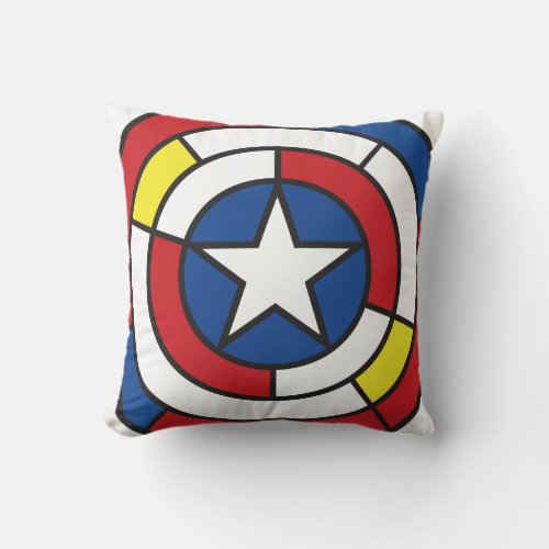 Captain America De Stijl Abstract Shield Throw Pillow