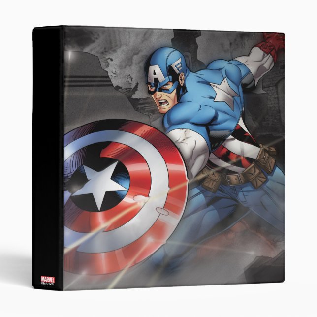 Captain America Deflecting Attack 3 Ring Binder (Front/Spine)