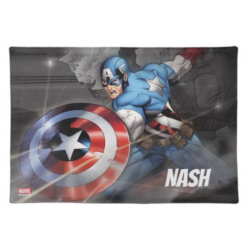Captain America Deflecting Attack  Add Your Name Cloth Placemat