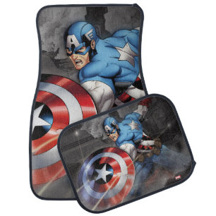 Captain America Deflecting Attack Car Mat