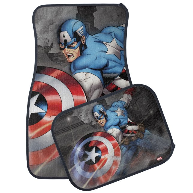 Captain America Deflecting Attack Car Mat (Set)