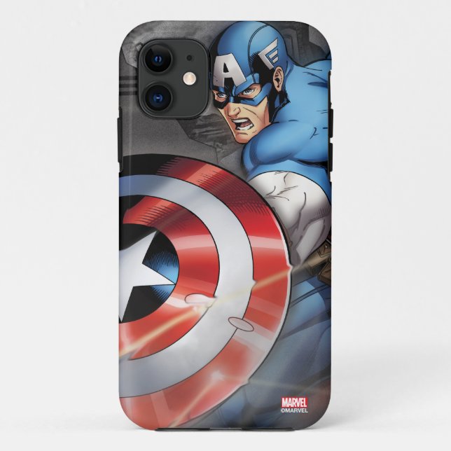Captain America Deflecting Attack Case-Mate iPhone Case (Back)