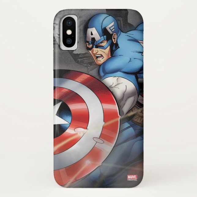 Captain America Deflecting Attack Case-Mate iPhone Case (Back)