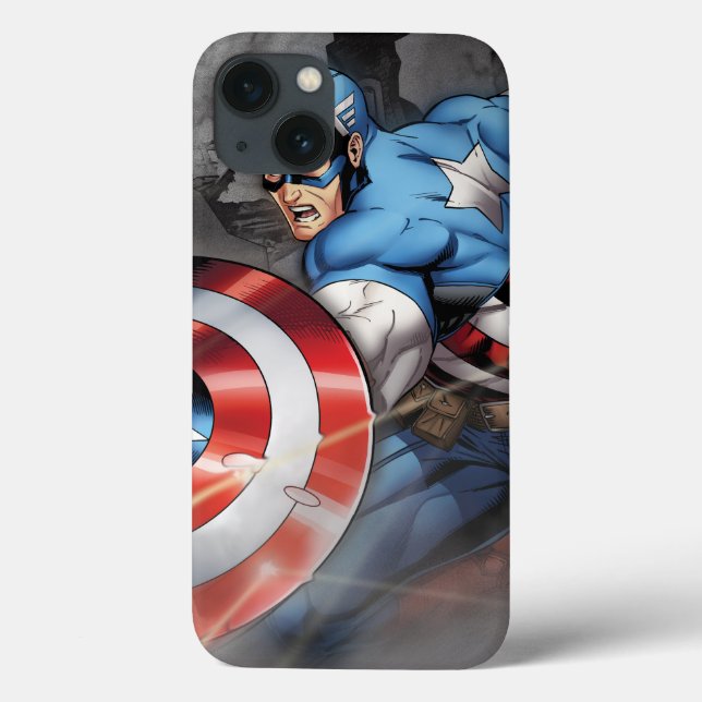 Captain America Deflecting Attack Case-Mate iPhone Case (Back)