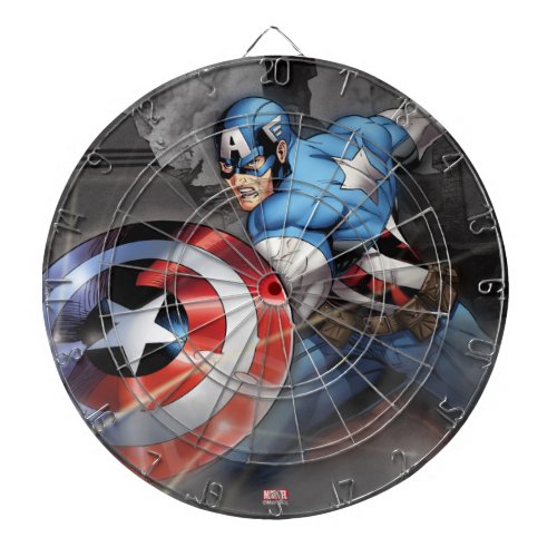 Captain America Deflecting Attack Dartboard - Captain America | Check out this comic book panel of Captain America deflecting bullets.