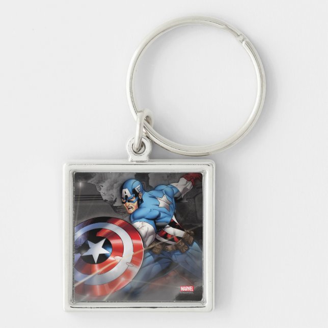 Captain America Deflecting Attack Keychain (Front)