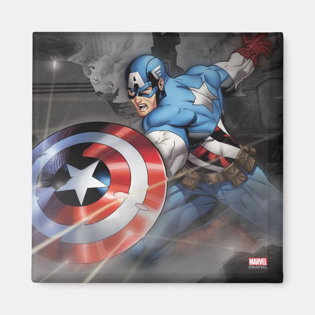 Captain America Deflecting Attack Magnet (Front)