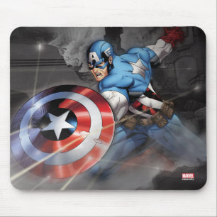 Captain America Deflecting Attack Mouse Pad