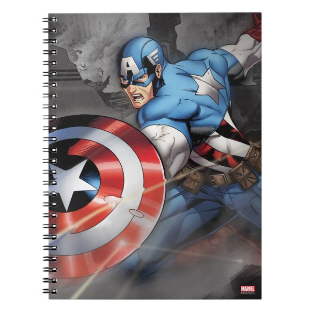 Captain America Deflecting Attack Notebook (Front)
