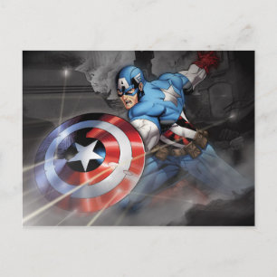 Captain America Deflecting Attack Postcard