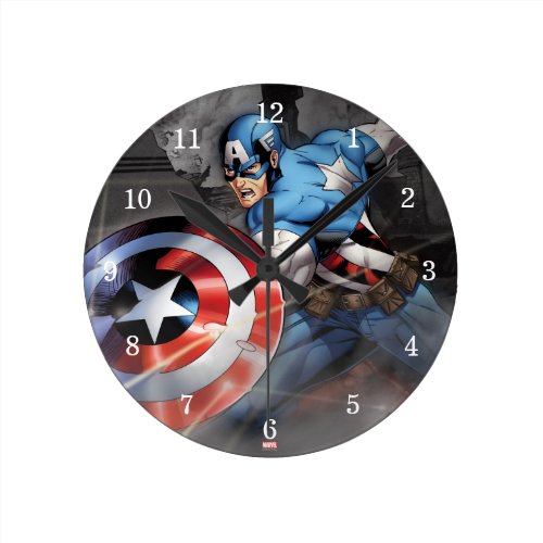 Captain America Deflecting Attack Round Clock