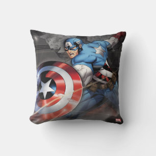 Captain America Deflecting Attack Throw Pillow