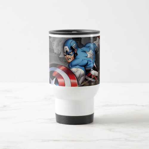 Captain America Deflecting Attack Travel Mug