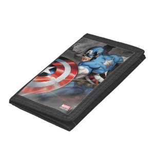 Captain America Deflecting Attack Trifold Wallet