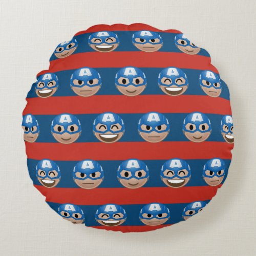 Captain America Emoji Stripe Pattern Round Pillow
