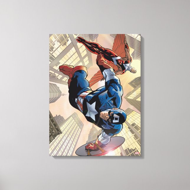 Captain America & Falcon Comic Panel Canvas Print (Front)