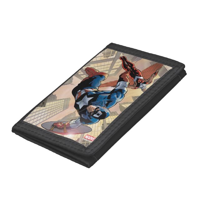 Captain America & Falcon Comic Panel Leather Trifold Wallet (Bottom)