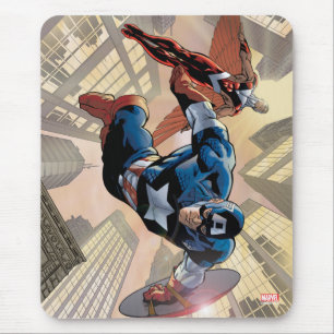 Captain America & Falcon Comic Panel Mouse Pad