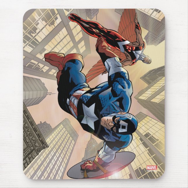 Captain America & Falcon Comic Panel Mouse Pad (Front)