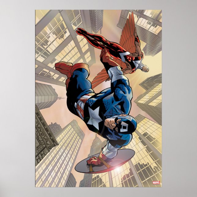 Captain America & Falcon Comic Panel Poster (Front)
