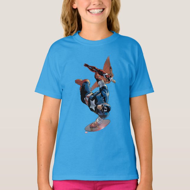 Captain America & Falcon Comic Panel T-Shirt (Front)