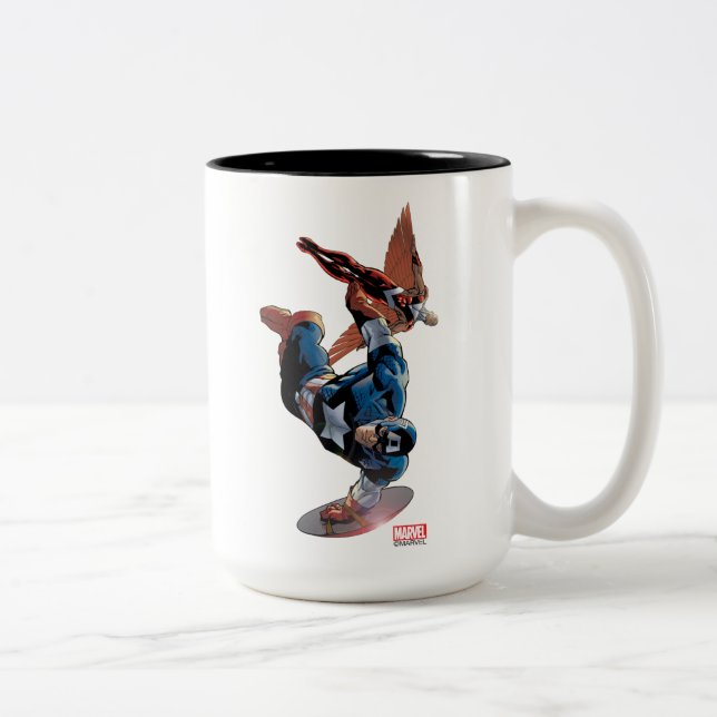 Captain America & Falcon Comic Panel Two-Tone Coffee Mug (Right)