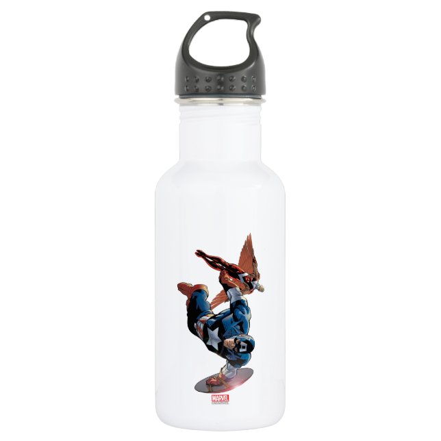 Captain America & Falcon Comic Panel Water Bottle (Front)