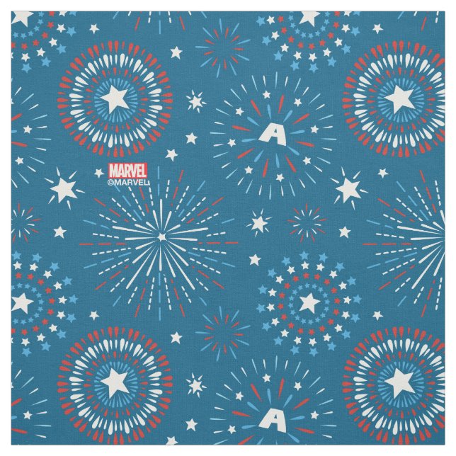 Captain America Fireworks Pattern Fabric (Swatch)