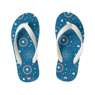 Captain America Fireworks Pattern Kid's Flip Flops