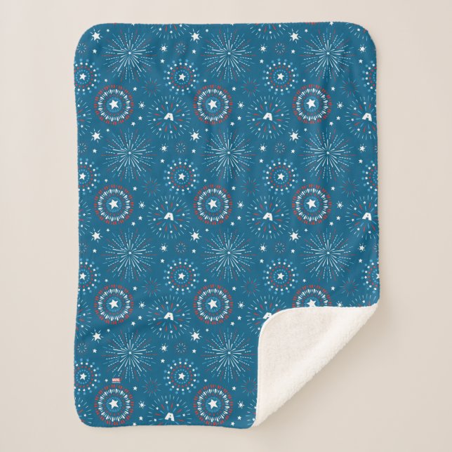 Captain America Fireworks Pattern Sherpa Blanket (Front)