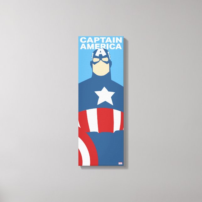 Captain America Flat Color Character Art Canvas Print (Front)