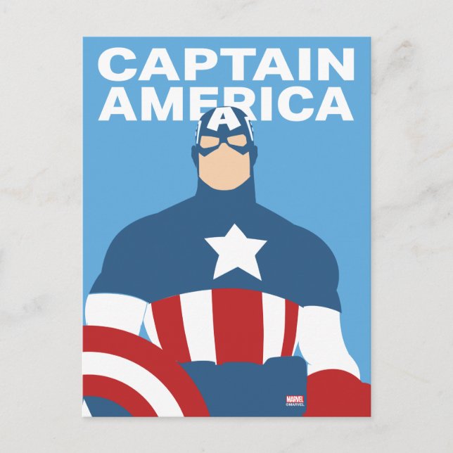 Captain America Flat Color Character Art Postcard (Front)