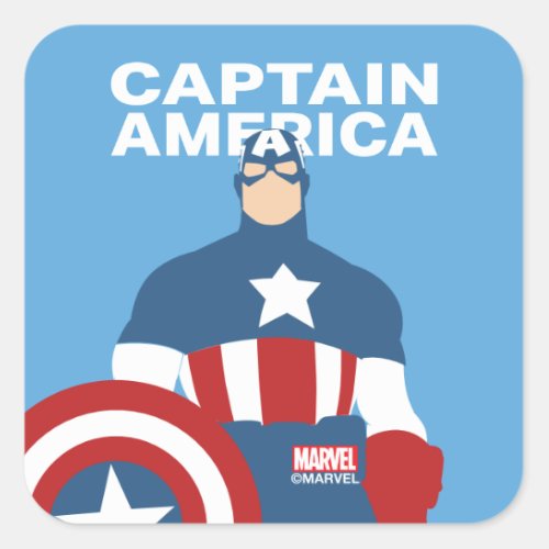 Captain America Flat Color Character Art Square Sticker
