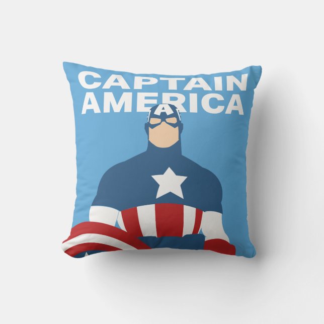 Captain America Flat Color Character Art Throw Pillow (Front)