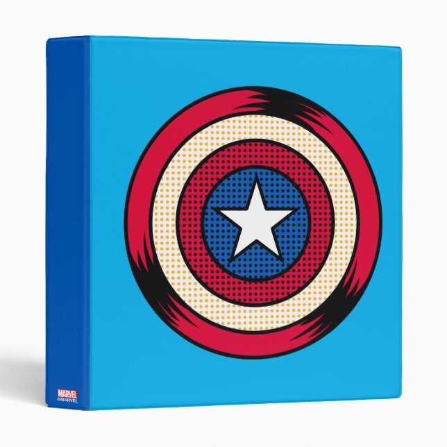 Captain America Halftone Shield 3 Ring Binder (Front/Spine)