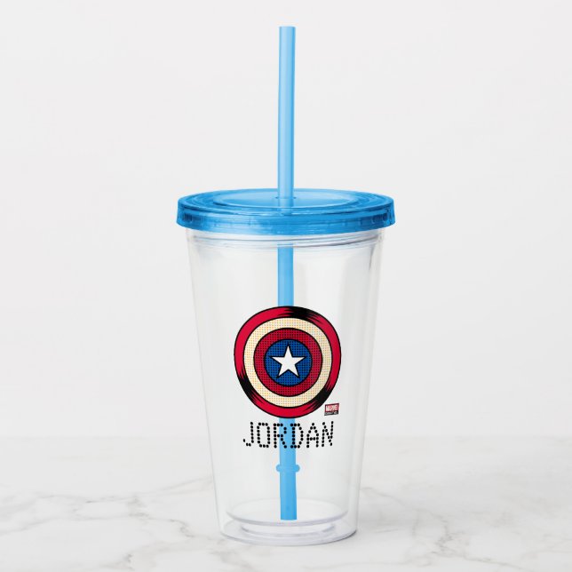 Captain America Halftone Shield Acrylic Tumbler (Front)