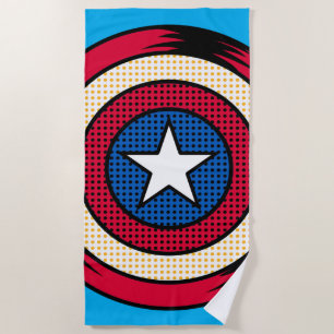Captain America Halftone Shield Beach Towel