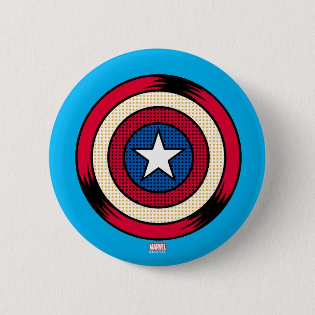 Captain America Halftone Shield Button (Front)