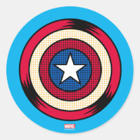 Captain America Halftone Shield Classic Round Sticker