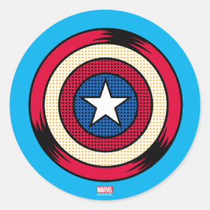 Captain America Halftone Shield Classic Round Sticker