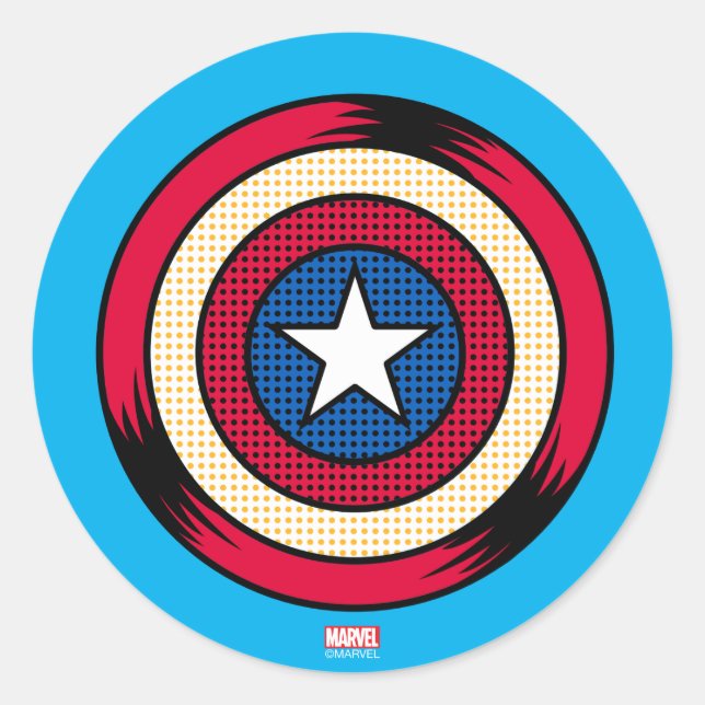 Captain America Halftone Shield Classic Round Sticker (Front)