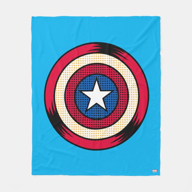 Captain America Halftone Shield Fleece Blanket (Front)